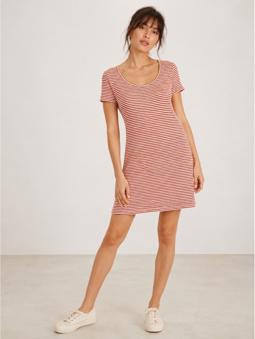 Madewell Swingy Tee Dress Striped Ribbed A-Line Mini Dress XS